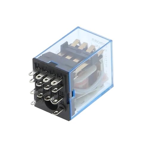 Relé electromagnético MY4NJ de 14 pines 5A 12V CA con base de enchufe PYF14A para carril DIN 3