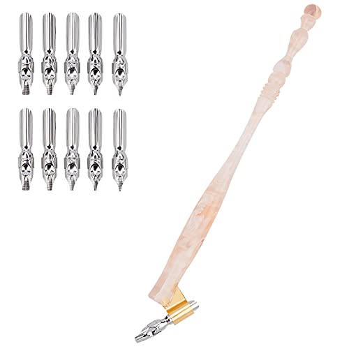 GORGECRAFT Comic Nib Pen Holder Set Calligraphy Oblique Nibs Pens Resin Handle Bundle with 10PCS Manga G- Pen Nibs Replacement Supplies for Drawing Writing Sketching(Pink)