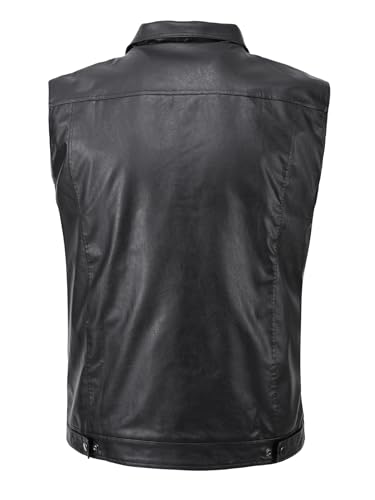 Men's Zipper PU Faux Leather Sleeveless Waistcoat Motorcycle Biker Vest Jacket3