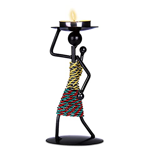 SISVIV Bougeoir Vintage Créatif Supports pour Bougies Chauffe-Plat Photophore Décoration Maison Chambre Cadeau d'anniversaire Figurine Fer Forgé Saint-Valentin Cadeau Cover