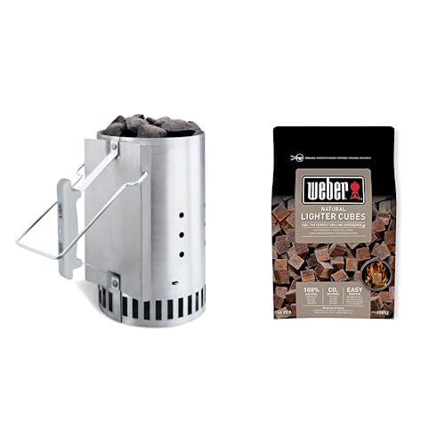 Weber 7416 Cheminée d’Allumage Rapidfire & Cubes Allume-Feux, Brun, Lot de 48