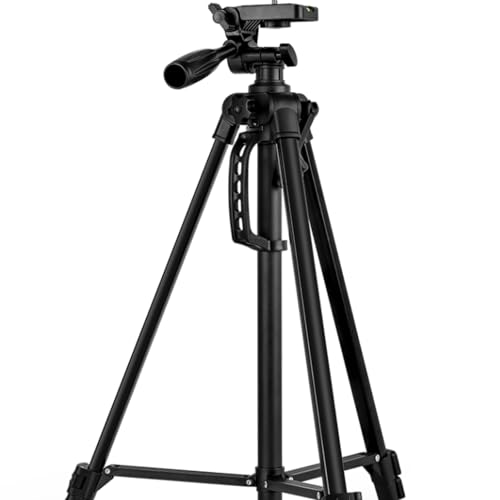 Image of EMEET Phone Tripod Stand, 55.5in Tall Adjustable Floor Mount for Cell Phones, 360 Pan Tilt Head, Foldable 19.3in, Lightweight Stand for Live Streaming, Video Recording, Vlogging, Selfies