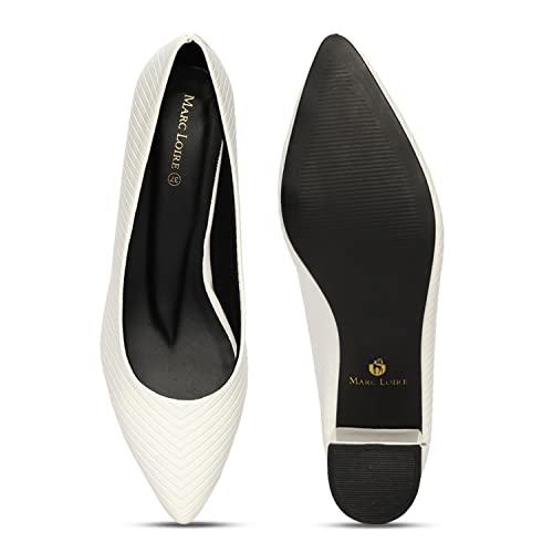 Image of Marc Loire Women's Self Design Comfortable Slip-on Casual Pointed Toe Block Pumps Heels