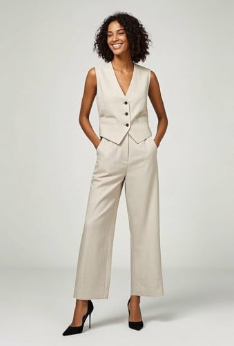 Vest Pants Suits for Women Dressy 2 Piece Business Casual Outfits Button Down Vest Tops2