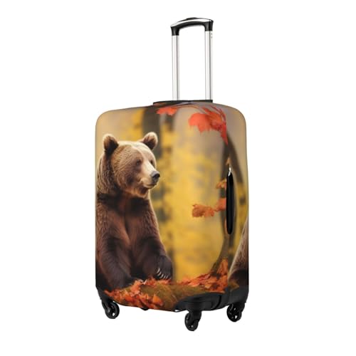 Luggage Cover Protector Washable Stretch Suitcase Protector Brown bear in autumn Suitcase Cover Anti-Scratch Travel Baggage Covers Fits 18-32 Inch Luggage Protectors2