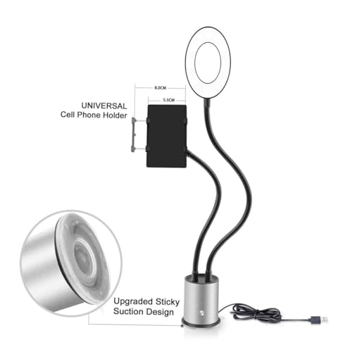 Luz de maquillaje LED NUOBESTY con soporte para móvil flexible y brillo regulable 6