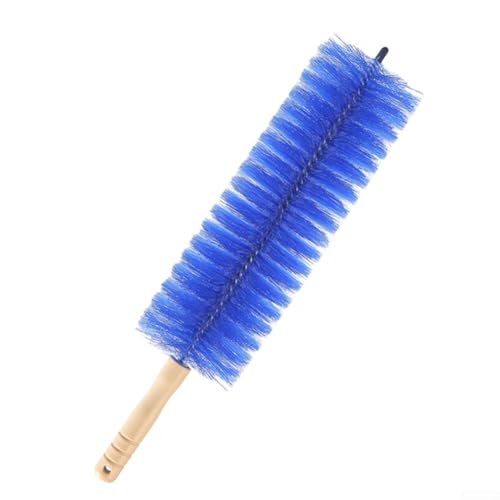 Cepillo flexible para abanico doméstico, 43 cm o 48 cm, para persianas, sofás y pantallas, cabezal flexible para espacios reducidos, cerdas resistentes, herramienta de limpieza del hogar (42 cm, azul)