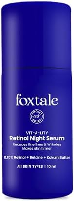 Foxtale 0.15% Beginner Friendly Retinol Night Serum | Anti-Aging Night Cream | Reduces Fine Lines and Wrinkles | No Purging | For Younger-looking Skin | Men & Women | All Skin Types - 10 ml
