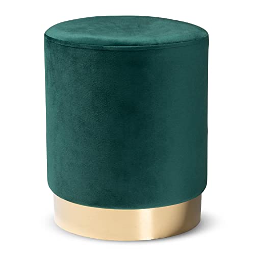 Baxton Studio Chaela Ottomans, Green/Gold