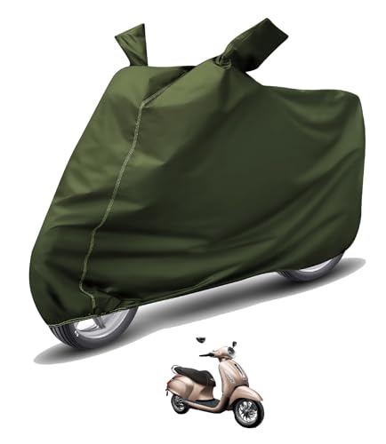 Image of Auto Hub Waterproof Scooty Cover Compatible with Bajaj Chetak EV Dustproof, UV Protection Two Wheeler Scooty Chetak EV Cover - Green