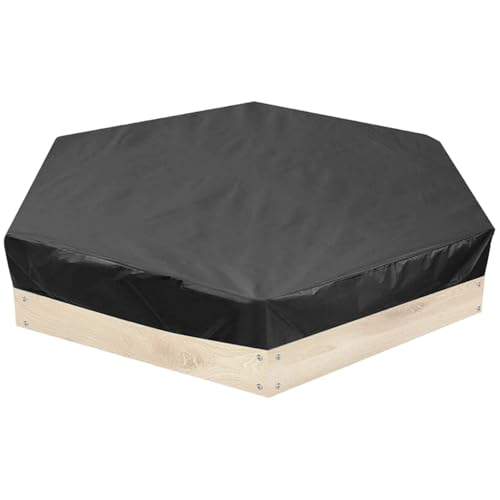 Cubierta para caja de arena hexagonal impermeable de tela negra 190T con ganchos para aire libre