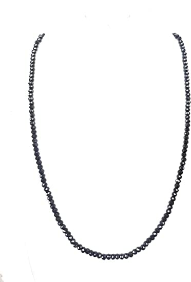Kashish Gems & Jewels Natural Black Spinel Necklace 20 Inch With Sterling Silver Clasp, 68 Cts Faceted Rondelles Beads, Spinel Silver Jewelry4