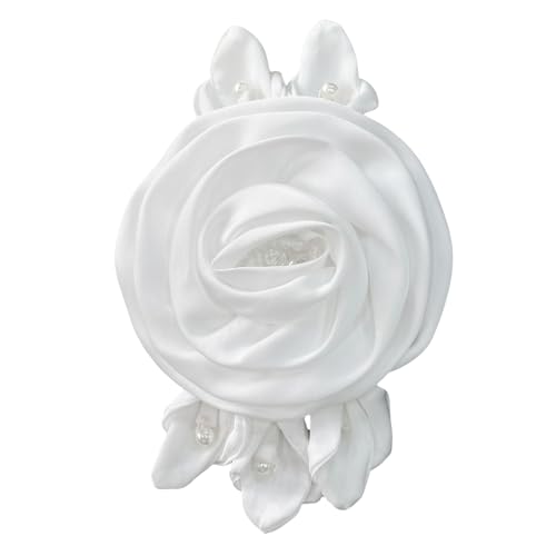 Elegant Pearls Rose Flower for Evening Gown Banquet Dresses Sewing On Applique for Handcraft Project Scarf Clothing Hat