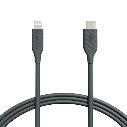 Image of Amazon Basics USB-C to Lightning Cable Cord, MFi Certified Charger for Apple iPhone 11 /12, iPad,Midnight Green, 6-Ft