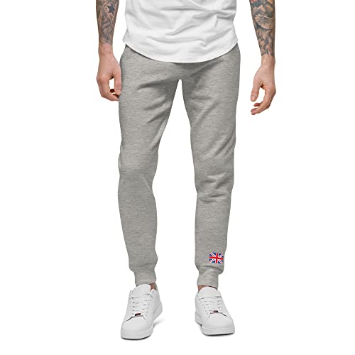 Pantalon de survêtement en polaire anthracite avec motif Union Jack brodé