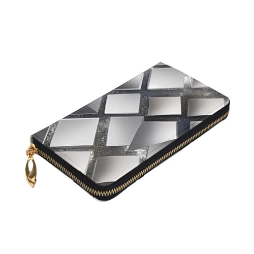 Silver Sequin Sparkle Pattern Prints Leather Long Clutch Wallet for Fashionable Girls and Women - Durable, Stylish, and Functional, Black, One Size3