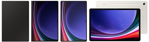 Image of Samsung Galaxy Tab S9 Ultra, RAM 12 GB, ROM 256 GB Expandable, Wi-Fi Tablet, Beige with S9 Ultra Screen Protector, Transparent & S9 Ultra Privacy Screen, Black & S9 Ultra Book Cover Keyboard, Black