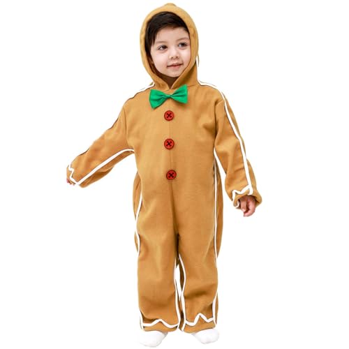 Churgigi Disfraz Hombre de Jengibre para Niño Disfraz Galleta Jengibre Niños Disfraces Navidad Carnaval para Niños Cosplay