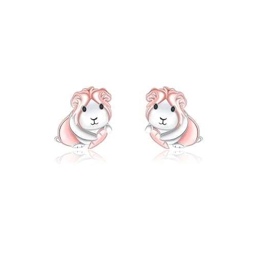 Guinea Pig Earrings for Women - 925 Sterling Silver Cute Animal Stud Earrings for Guinea Pig Lovers Dainty Pet Lover Jewelry Unique Animal Gift for Birthday Funny Zoo Jewelry