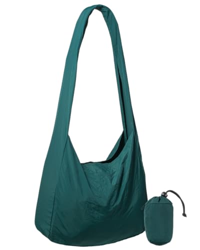[TAVARAT] ノマドスリング 【グシャッと小さく】 サブバッグ エコバッグ 斜め掛け 軽量 肩掛け 折り畳み ショルダーバッグ メンズ (ブルーグリーン)