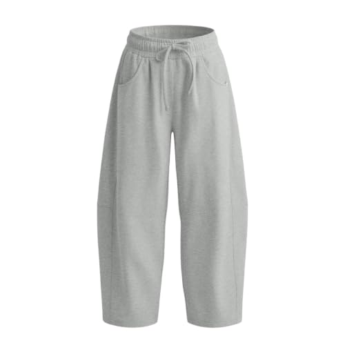 Barrel Sweatpants for Women Solid Color Drawstring Wide Leg Casual Jogger - image 4