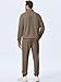 JMIERR Men Fashion Comfy Twill Essential 2 Piece Set Quarter Zip Workout Sweatsuits Jogger Tracksuit Running with Pockets, L, Brown