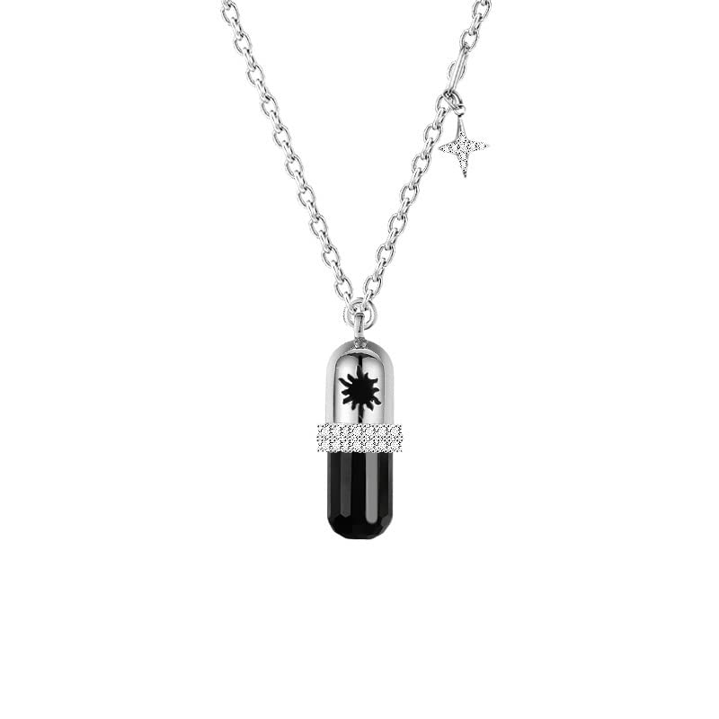 Collier couple capsule pendentif en acier pour homme et femme