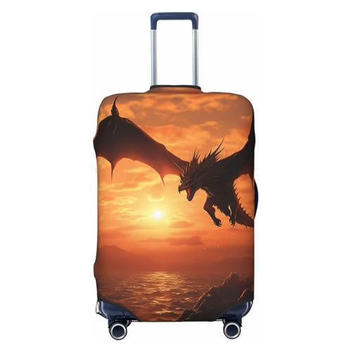 Elastic Travel Luggage Cover for Suitcase Tsa Approved Stretch Scratch-Resistant Suitcase Protector Cover Washable Sea Sunset Flying Dragon Baggage Covers Fits 18-32 Inch Luggage Case