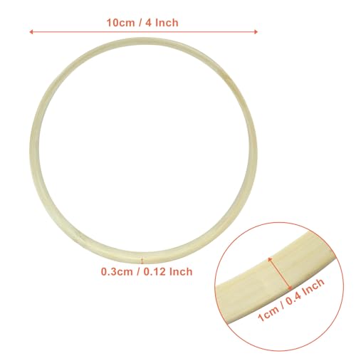 Image of Hitefu 6 Packs 4 Inch Bamboo Floral Hoop Rings(10cm) | Small Wooden Embroidery Hoops, For Crafts, Dream Catcher, Wedding Wreath