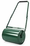 30L Garden Lawn Roller, Galvanised Steel Drum Roller, Water or Sand Filled Φ30cm, Heavy Duty Outdoor Grass Roller with U-Shaped Handle, Garden Roller for Grass Seeding & Soil Levelling - Green