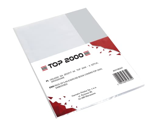 5er Packung Heft/Buch -Hüllen DIN-A5, transparent, genarbt, recyclebares Polypropylen 0, 09 mm Extra-Stark TOP-2000, farblos, 400156347