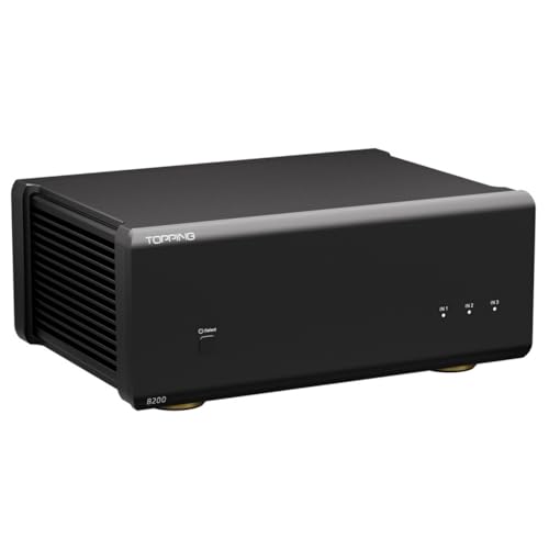 TOPPING B200 Mono Pure Power Audio Amplifier- 200W Output, 3 XLR/TRS Balanced Inputs,154dB SNR/DNR, 2 Gain Modes, 12V Trigger High Power NFCA Discrete Amplifier (TOPPING-B200-Black)