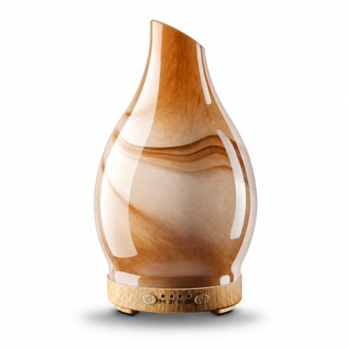 JOYOLO Essential Oil Diffuser 120 ml Glass Aromatherapy Diffuser with 7 Color Lights Auto Shut-Off and 4 Timer Settings Ultrasonic Cool Mist Diffuser for Home Room Office (Dessert)