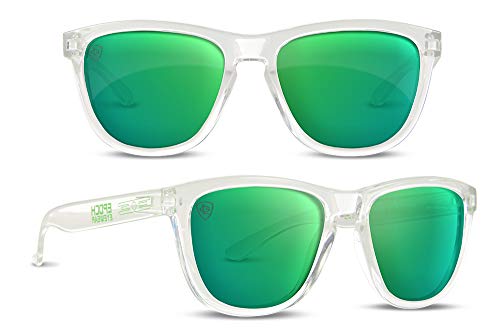 Epoch Eyewear LXE Polarized Sunglasses 2 Pair Clear Frame with Green Mirror Lens & Grey Frame with Purple Mirror Lens2