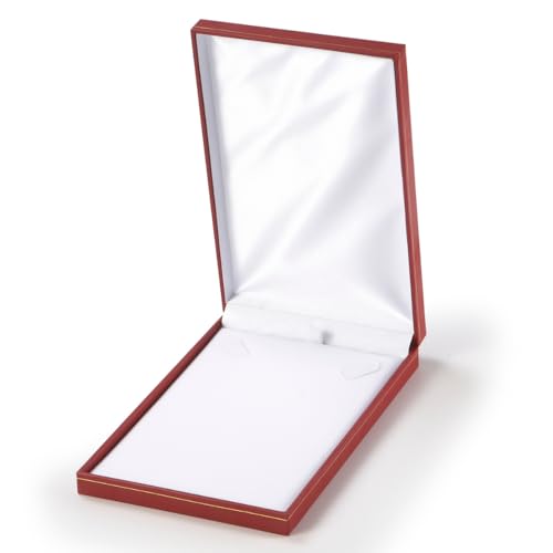 Novel Box Red Jewelry Box for Necklace 4.4x6.25x1.4 Inch - Faux Leatherette Jewelry Display Gift Boxes - Soft Velvet Interior Necklace/Pendant Storage Cases for Proposal Engagement Wedding Birthday