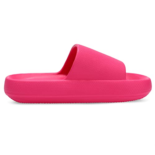 Image of welltree Slides for Women Men Pillow Slippers Non-Slip Bathroom Shower Sandals Soft Thick Sole Indoor and Outdoor Slides