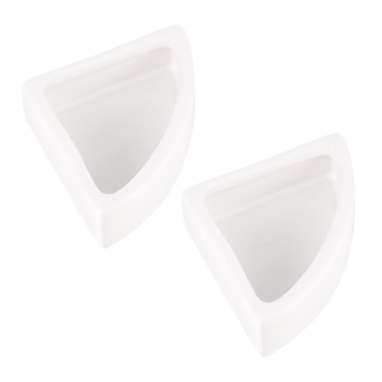 2 Pack Large Triangle Reptile Feeder Bowl Anti-Escape Ceramic Lizard Food Dish Thick Base Easy Clean Reptile Supplies