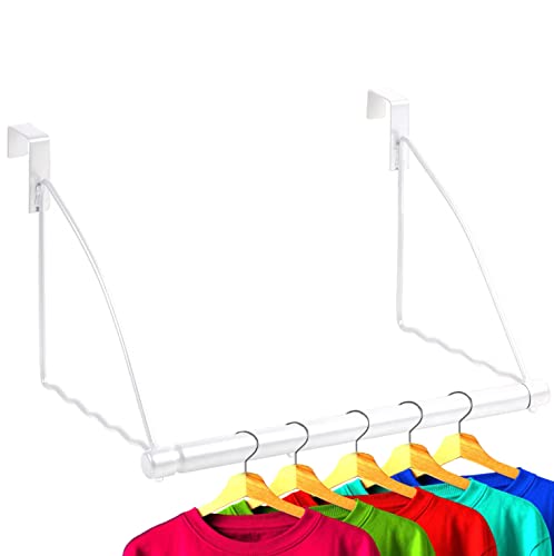 HOLDN’ Storage Over The Door Hooks - Door Rack Hangers for Clothes - Bathroom Over Door Hooks for Hanging Clothes & Towels - Over The Door Clothes Drying Rack. White