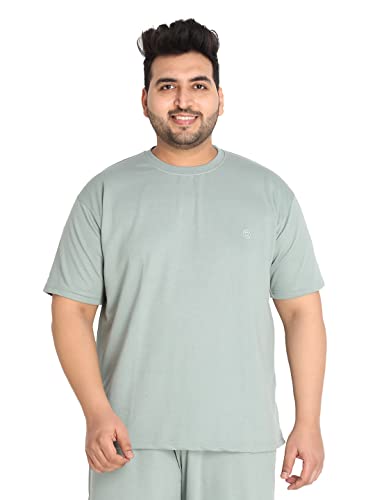 Image of CHKOKKO Men's Plus Size Terry Cotton Loose Fit Half Sleeves T-Shirt