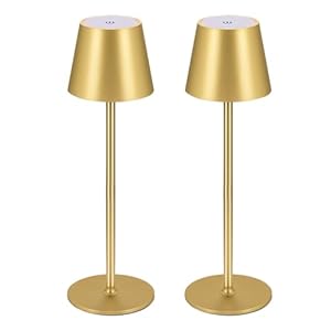 BGFHome Cordless Table Lamp LED Desk lamp,5000mAh Rechargeable Touch Night Light Wireless Minimalist Design for/Restaurant/Bedroom/Bars/Outdoor Party/Camping/Coffee Shop(2 Pack Gold)…