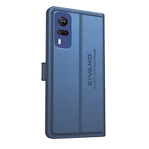 Image of KIVANO PROFESSIONAL SERIES Wallet Case for Vivo Y53s | LUXURIOUS DESIGN | HANDCRAFTED UNIQUE | PREMIUM | PU Leather Flip Cover | Card Slots | Kickstand | Protective Case | Magnetic Closure - Dark Blue