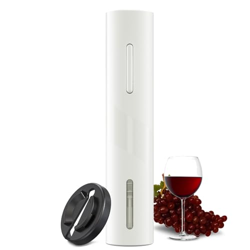 COKUNST Electric Wine Opener, Cordless Automatic Corkscrew with Foil Cutter, Battery Operated Wine Bottle Opener for Home, Gift, Party, White