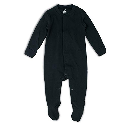 OPAWO Baby Footed Pajamas with Mittens - Infant Girls Boys Footie Onesies Sleeper (Black, 3-6 Months)