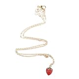 JOINPAYA Collar de Mujer Colgante de Fresa Creativo Rojo, Joyería para Niñas y Mujeres, Accesorio de Moda para Fiestas y Cenas, Diseño Tridimensional Resistente y Ecológico