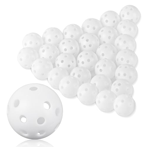 Xiaomoyu 28 Pcs Golf Practice Balls, Air Flow Hollow Practice Golf Balls, 40mm Plastic Golf Exercise Balls for Swing Practice Driving Range Home Outdoor Games Adults