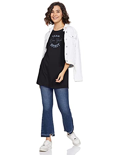Image of Amazon Brand - Symbol Women's Cotton Stretch Half Sleeve Round Neck Regular Fit T-Shirt (Tunic Length)