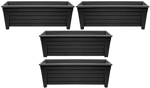 Muddy Hands Pack of 4-55cm Long Trough Plant Pot Plastic Planter Indoor Home Outdoor Garden Window...