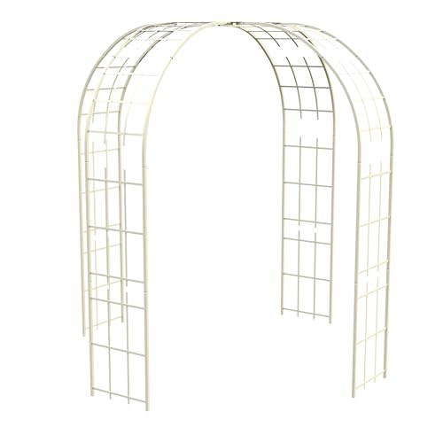 Louis Moulin Gloriette de Jardin Carrée - Tonnelle Métal Beige pour Plantes Grimpantes - Toit Décor Rosace - XXL 240 x 240 x H 250 cm - Fabriqué en France