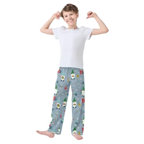 Gnome Xmas Lamps Boys Long Pants Soft Trousers Elastic Waist Kids Lounge Bottoms with Pockets S-XL2