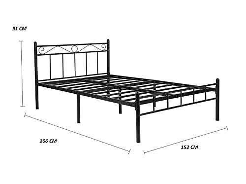 Image of Metallika London Queen Size Metal Bed (Glossy Finish, Dark Black) by FurnitureKraft (FK /DB /3121 Q R)